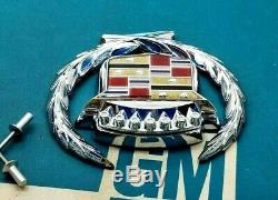 80 92 Cadillac Trunk Lock Crest Wreath Emblem Set Deck LID Gm Cover Trim