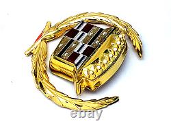 89 93 Cadillac Fleetwood Deville 24k Gold Trunk Lock Cover Crest Wreath Emblem