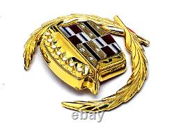 89 93 Cadillac Fleetwood Deville 24k Gold Trunk Lock Cover Crest Wreath Emblem