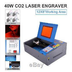 8X12 40W CO2 Laser Engraving Cutting Machine LCD Red Dot Pointer Wheel DIY