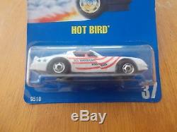91 Hot Wheels Blue Card White Hot Bird Collector #37 Chrome Hot Ones VHTF