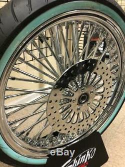 ALL Chrome 16/21 Fat Spoke Wheel Package for 00-06 SOFTAIL WHITE WALLS & ROTORS