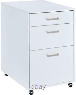 Acme Coleen File Cabinet in White High Gloss and Chrome Finish 92454