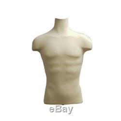 Adult Male Pinnable Off White Mannequin Torso Shirt Form with Chrome Wheel Base