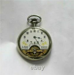 Antique Hebdomas 16 size Swiss made Exposed Balance wheel pocket watch 1920's