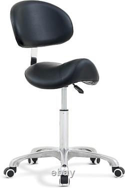 Antlu Saddle Stool Rolling Chair Adjustable Hydraulic, Wheels, White