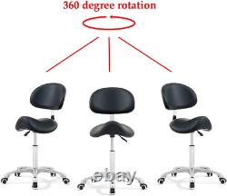 Antlu Saddle Stool Rolling Chair Adjustable Hydraulic, Wheels, White