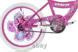 BMX Kid's Bicycle 20 Inch Wheels Pink White Steel S-Type Frame Chrome Rims