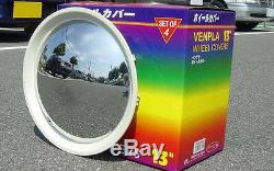 Baby Moon Chrome With White Wall wheel cover hubcap2084CW 14 trim rim SET OF 4