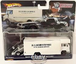 Back To The Future Delorean Dr. Brown Custom Hot Wheels Team Transport with RR