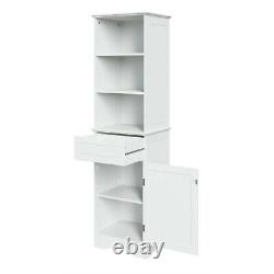Bathroom Storage Cabinet Freestanding Linen Tower Organizer Wood Pantry Cupboard