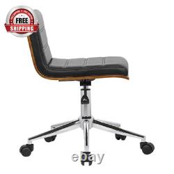 Bowie 31 In. Black Faux Leather and Chrome Finish Mid-Century Office Chair