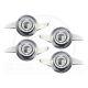 Cadillac Chrome & White Metal Wheel Chip Emblems with KO Spinner Caps, Set of 4