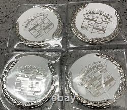 Cadillac Wire Wheel Chips Metal Size 2.25 Set Of 4 White & Chrome
