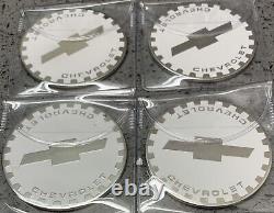Chevrolet Wire Wheel Chips Emblems Metal Size 2.25 Set Of 4 White & Chrome