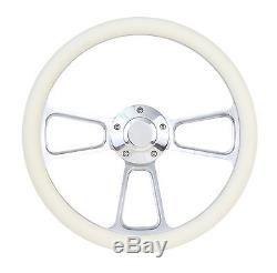 Chevy Steering Wheel Billet Aluminum & Ivory Half Wrap, Horn & Billet Adapter