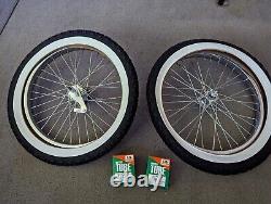 Chrome 20 Bicycle Rims Front & Rear, W. Wall Brick Tires & Tubes, 36 Spoke Hd