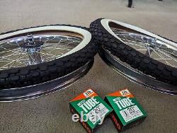 Chrome 20 Bicycle Rims Front & Rear, W. Wall Brick Tires & Tubes, 36 Spoke Hd