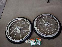 Chrome 20 Bicycle Rims Front & Rear, W. Wall Brick Tires & Tubes, 36 Spoke Hd