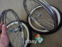 Chrome 20 Bicycle Rims Front & Rear, W. Wall Brick Tires & Tubes, 36 Spoke Hd