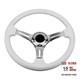 Classic White Car Racing Steering Wheel Chrome Silver White with silver Spoke