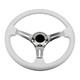 Classic White Car Racing Steering Wheel Chrome Silver White with silver Spoke