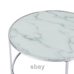 Coaster Furniture Lynn White and Chrome 2-piece Round White Modern & Contemporar