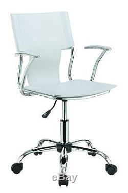 Contemporary Office Chair with White Upholstered Seat and Chrome Frame 801363