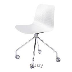 CozyBlock Chair Set Office Task Molded Plastic Seat Chrome Wheel Legs White 2 Pc