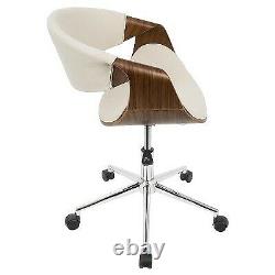 Curvo Mid Century Modern Office Chair Walnut And Cream Lumisource