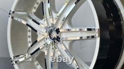 Custom White with Chrome Accent Inserts Diablo Wheels DNA 24x10 Rims (4pcs) D4