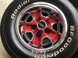 Cutlass 1966 CHROME RED Rally Mag Wheels 14 BFG White Letter Tires OEM