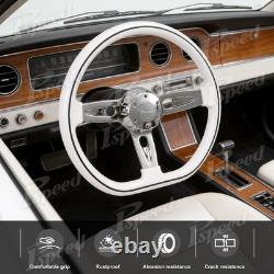 D-Shape 18 Billet Steering Wheel 5-Bolt White Rim withHorn Semi Trucks Rig Pickup