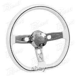 D-Shape 18 Billet Steering Wheel 5-Bolt White Rim withHorn Semi Trucks Rig Pickup