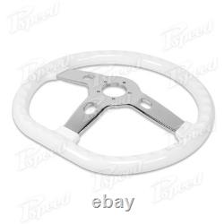 D-Shape 18 Billet Steering Wheel 5-Bolt White Rim withHorn Semi Trucks Rig Pickup