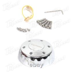 D-Shape 18 Billet Steering Wheel 5-Bolt White Rim withHorn Semi Trucks Rig Pickup