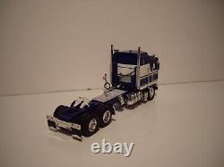 DCP FIRST GEAR 1/64 BLUE & WHITE KENWORTH K100 COE WithT SLEEPER & CHROME DRY VAN