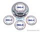 DGJ White, Blue & Red on Chrome Lowrider Wire Wheel Metal Chip Emblems