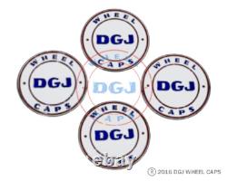 DGJ White, Blue & Red on Chrome Lowrider Wire Wheel Metal Chip Emblems