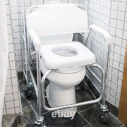 DMI Rolling Shower and Commode Transport Chair with Wheels and Padded Seat for