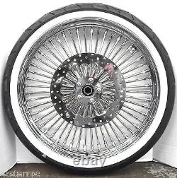 DNA Chrome Mammoth 21 52 Fat Spoke Wheel White Wall Tire Package Harley FL S