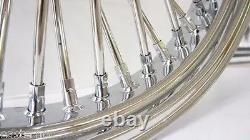 DNA Chrome Mammoth 21 52 Fat Spoke Wheel White Wall Tire Package Harley FL S