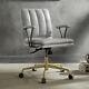Damir Deluxe Home Office Executive Chair White Top Grain Leather Wheels Base