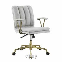 Damir Office Chair in Vintage White Top Grain Leather and Chrome