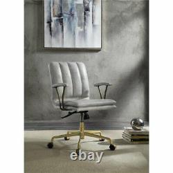 Damir Office Chair in Vintage White Top Grain Leather and Chrome