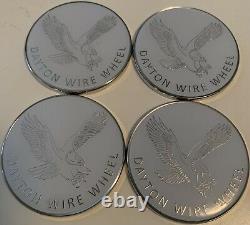 Dayton Wire Wheels Chips Emblems Set Of 4 White Metal Eagle Emblems Size 2.38
