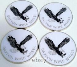 Dayton Wire Wheels Set Of 4 White & Chrome Metal Eagle Emblems Size 2.38