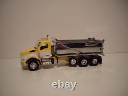 Dcp First Gear 1/64 Yellow And White Kenworth T880 Tri-axle Rogue Dump Truck