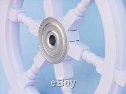 Deluxe Class White Wood and Chrome Ship Decorative Steering Wheel 24