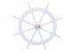 Deluxe Class White Wood and Chrome Ship Decorative Steering Wheel 48